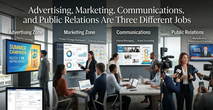 Advertising, Marketing, Communications, and Public Relations Are Three Different Jobs