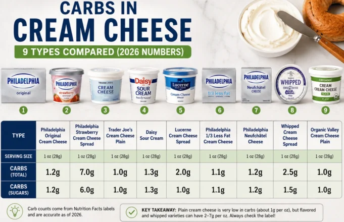Carbs in Cream Cheese: Real Nutrition Numbers, Serving Size Differences, and the Best Low-Carb Options in 2026 Carbs in Cream Cheese